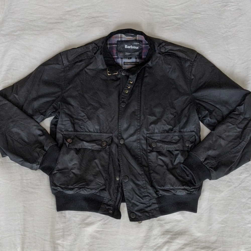 Vintage Barbour Wax Flyer Bomber Jacket Size Large